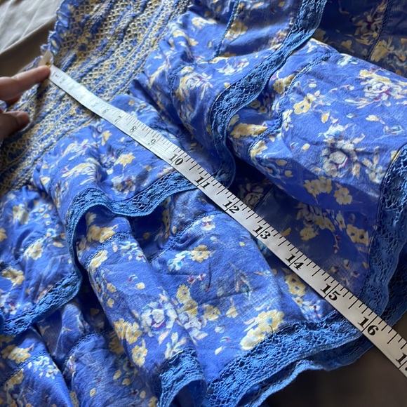 Loveshackfancy Mira Smocked Mini Ruffle Skirt tie blue jay lace trim - Picture 15 of 17